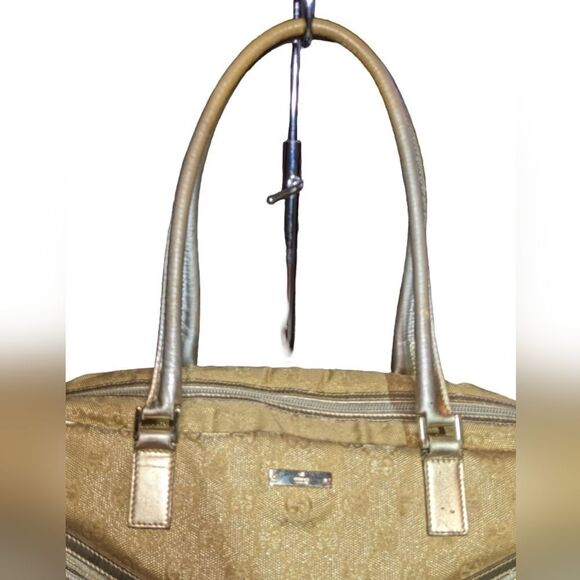 Gucci Logo Gold Metallic Canvas Handbag 002 1115 - Picture 16 of 16